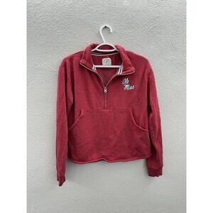 League Collegiate Womens Sweatshirt Size Small Ole Miss Red 1/4 Zip Pullover